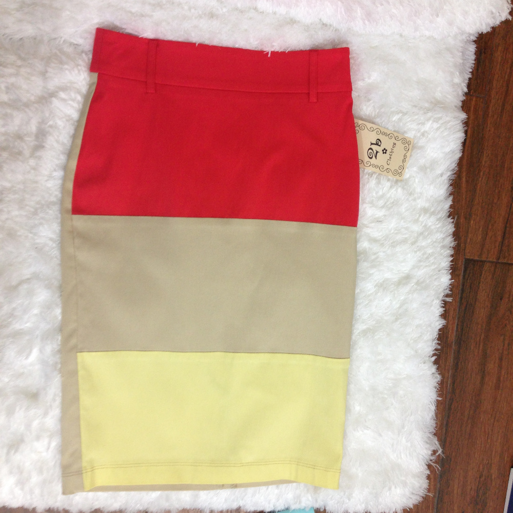 NWT! 2B clothing Color Block Bodycon Pencil Skirt